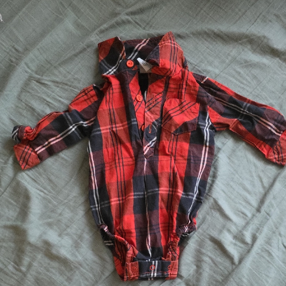 Healthtex Red and Black Plaid Polo Shirt